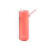 A ceramic 20oz straw bottle in coral