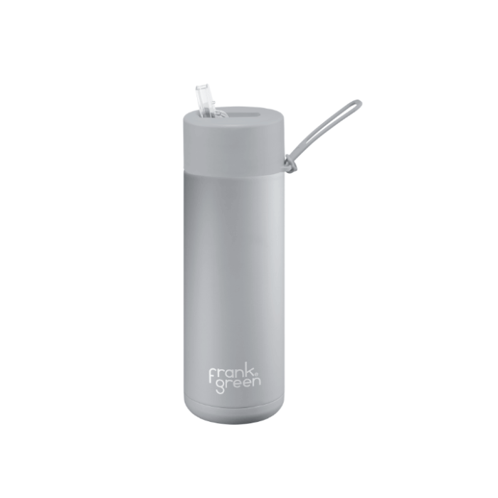 A ceramic 20oz straw bottle in gray