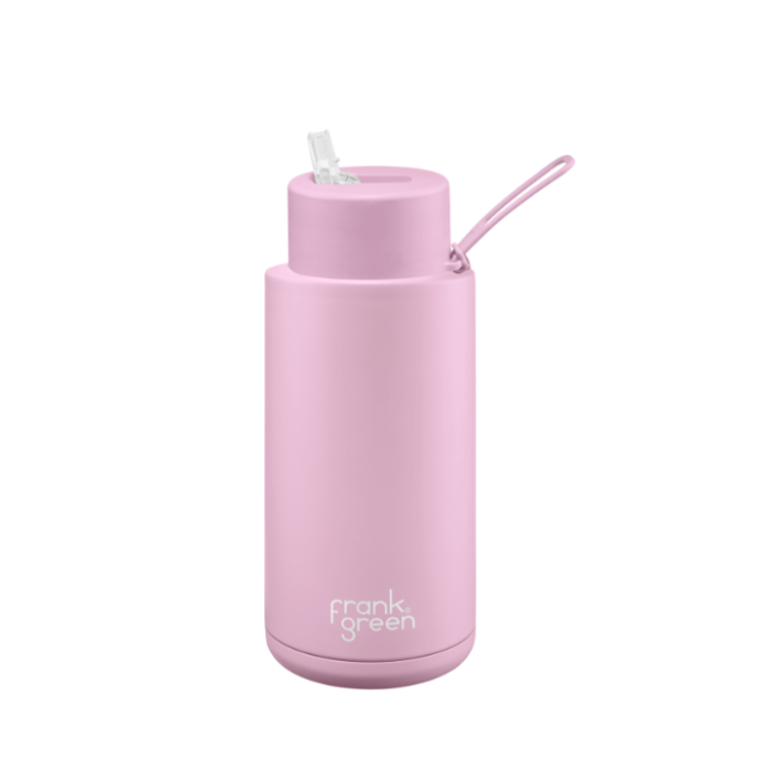 A ceramic 34oz straw bottle in lilac