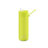 A ceramic 20oz straw bottle in neon yellow