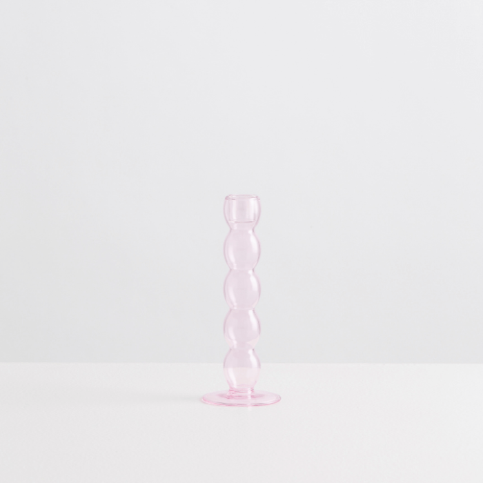 volute candle holder pink