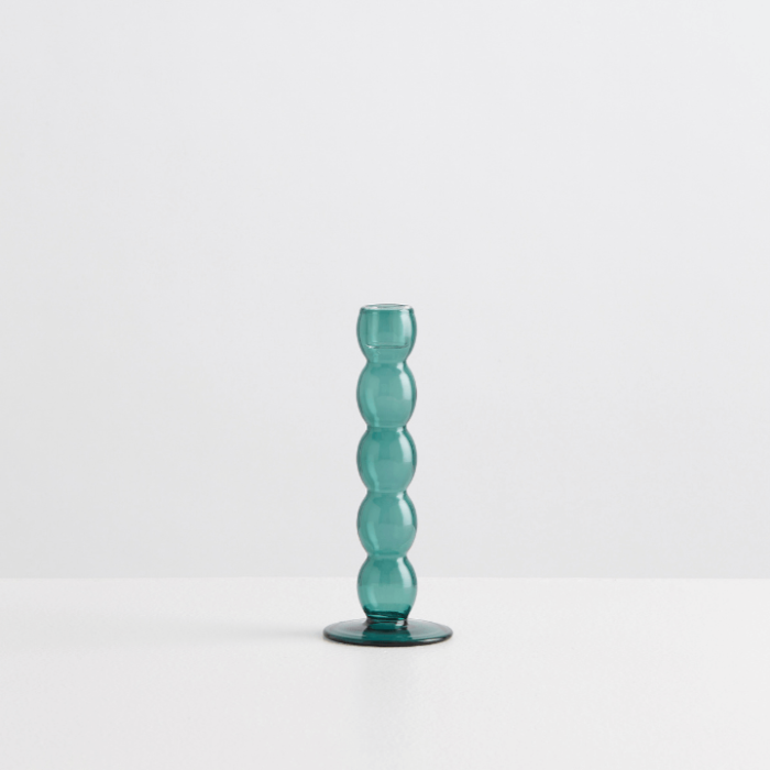 volute candle holder teal