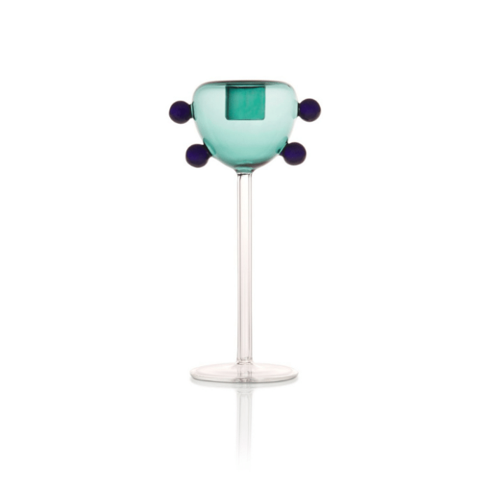 grand pompom candle holder teal (3)