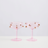 2 CHAMPAGNE COUPES PINK AMBER